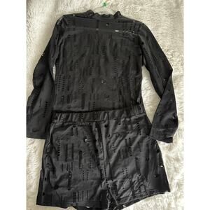 Peek a Boo set, long sleeve top with shorts size XL